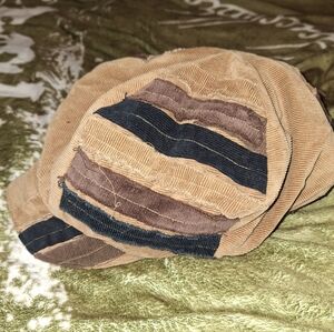 Tan and Brown Frayed Corduroy newsboy hat